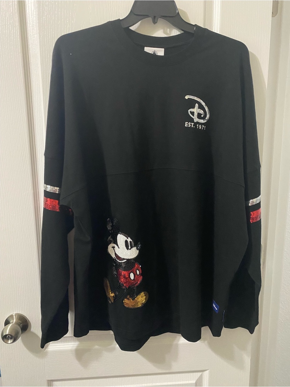 Disney Black Sweatshirt with Silver Sequin D Logo